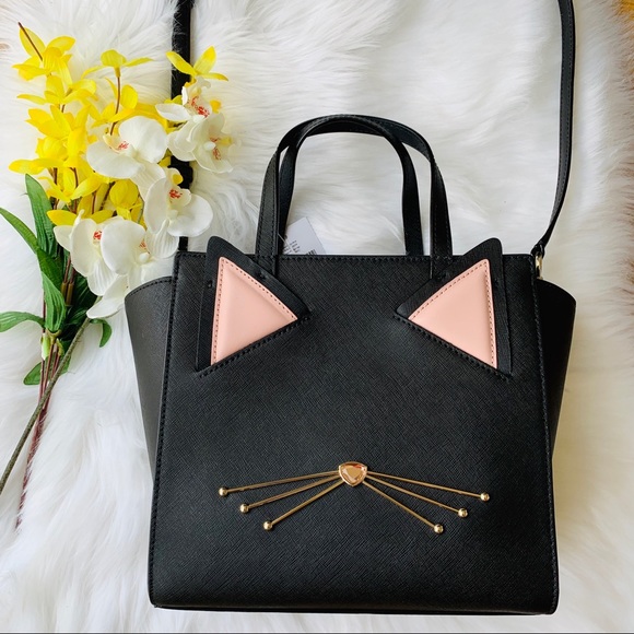 kate spade Handbags - KATE SMALL SMALL CAT JAZZ THINGS UP BLACK LEATHER
